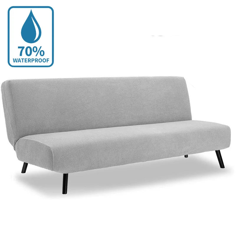 Water-Resistant Armless Sofa Bed Cover Solid Color Stretchable Elastic Slipcover Folding Furniture Home Futon Sofa Bench Cover
