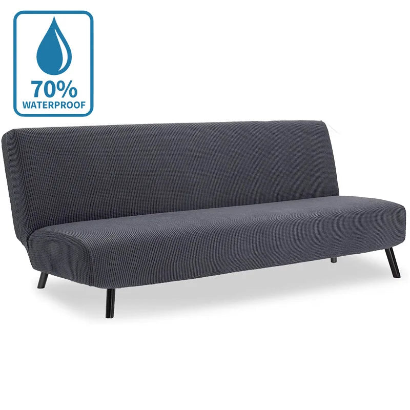 Water-Resistant Armless Sofa Bed Cover Solid Color Stretchable Elastic Slipcover Folding Furniture Home Futon Sofa Bench Cover