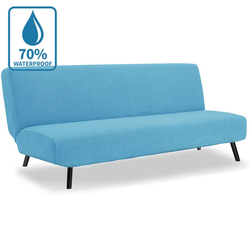 Water-Resistant Armless Sofa Bed Cover Solid Color Stretchable Elastic Slipcover Folding Furniture Home Futon Sofa Bench Cover