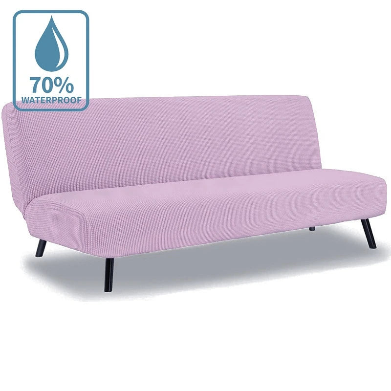 Water-Resistant Armless Sofa Bed Cover Solid Color Stretchable Elastic Slipcover Folding Furniture Home Futon Sofa Bench Cover