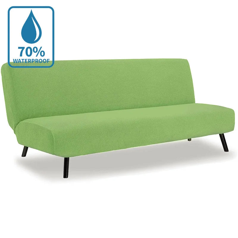 Water-Resistant Armless Sofa Bed Cover Solid Color Stretchable Elastic Slipcover Folding Furniture Home Futon Sofa Bench Cover
