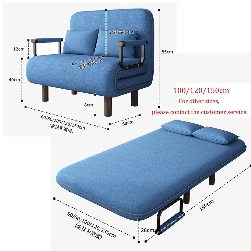 Modern folding sofa bed apartment small apartment simple single and double folding sofa with armrest