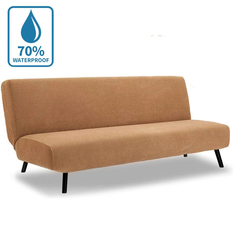Water-Resistant Armless Sofa Bed Cover Solid Color Stretchable Elastic Slipcover Folding Furniture Home Futon Sofa Bench Cover