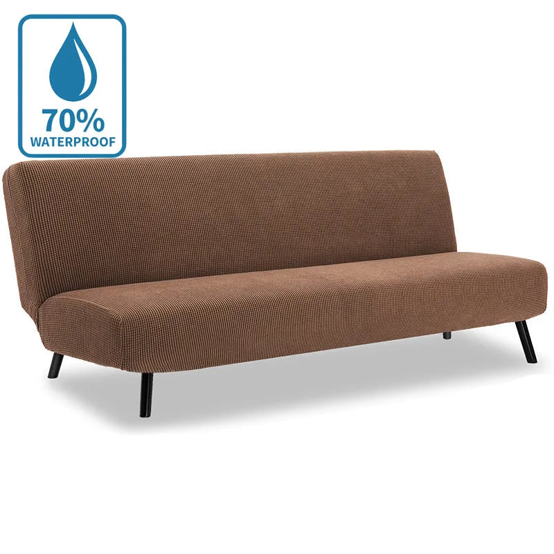 Water-Resistant Armless Sofa Bed Cover Solid Color Stretchable Elastic Slipcover Folding Furniture Home Futon Sofa Bench Cover
