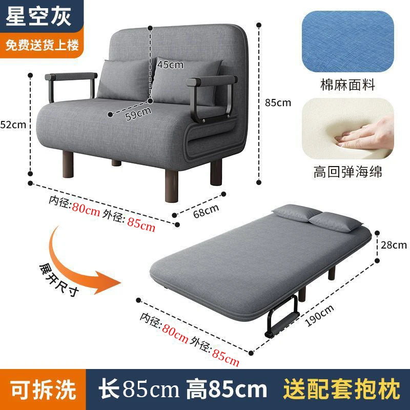 Modern folding sofa bed apartment small apartment simple single and double folding sofa with armrest