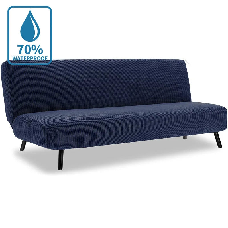 Water-Resistant Armless Sofa Bed Cover Solid Color Stretchable Elastic Slipcover Folding Furniture Home Futon Sofa Bench Cover