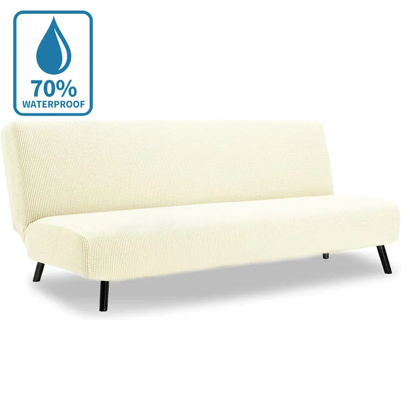 Water-Resistant Armless Sofa Bed Cover Solid Color Stretchable Elastic Slipcover Folding Furniture Home Futon Sofa Bench Cover