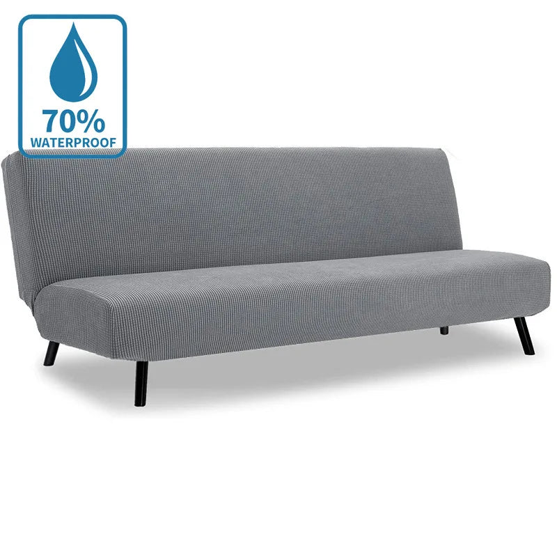 Water-Resistant Armless Sofa Bed Cover Solid Color Stretchable Elastic Slipcover Folding Furniture Home Futon Sofa Bench Cover