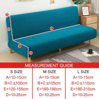 Water-Resistant Armless Sofa Bed Cover Solid Color Stretchable Elastic Slipcover Folding Furniture Home Futon Sofa Bench Cover
