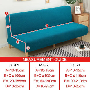Water-Resistant Armless Sofa Bed Cover Solid Color Stretchable Elastic Slipcover Folding Furniture Home Futon Sofa Bench Cover
