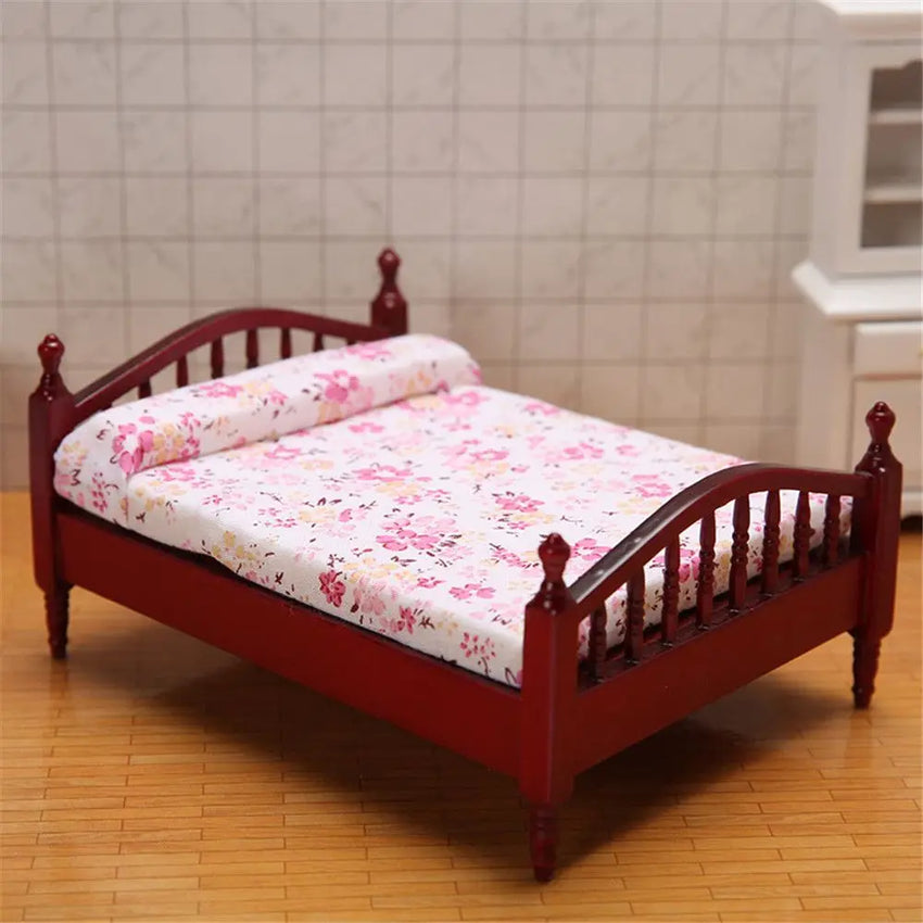 Kids Bedroom 1:12 Doll Houses Miniature Furniture Dollhouse Furniture Bed/Bedside Table For Dolls
