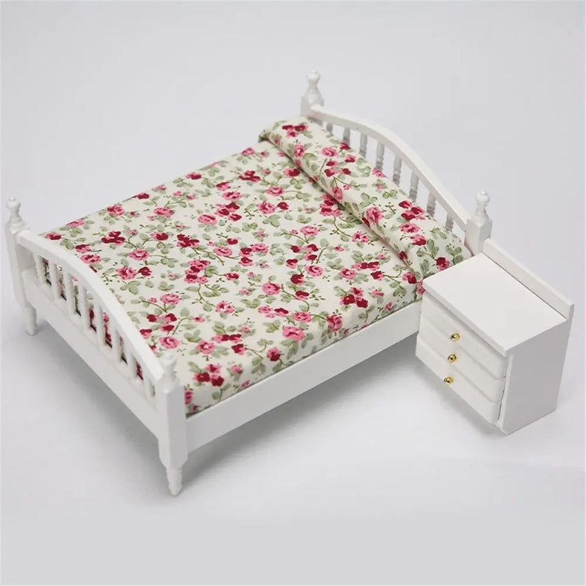 Kids Bedroom 1:12 Doll Houses Miniature Furniture Dollhouse Furniture Bed/Bedside Table For Dolls