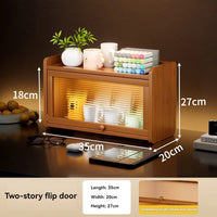 Kitchen countertop seasoning rack storage shelf, product sorting rack, layered multifunctional storage cabinet, dust-proof cabin