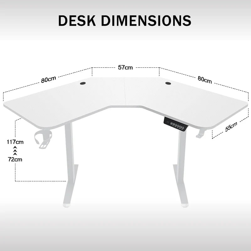 Electric Standing Desk, Adjustable Height, Electric Corner Standing Desk, Sit Stand Up Desk for Home Office Computer Workstation