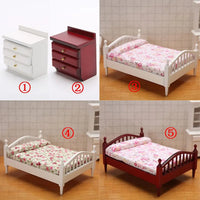 Kids Bedroom 1:12 Doll Houses Miniature Furniture Dollhouse Furniture Bed/Bedside Table For Dolls