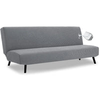 Water-Resistant Armless Sofa Bed Cover Solid Color Stretchable Elastic Slipcover Folding Furniture Home Futon Sofa Bench Cover