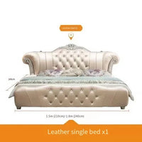 Wood Modern Bed Luxury Leather Classic Wedding Bed European Confortable Safe Camas De Matrimonio Dormitorio Bedroom Furniture