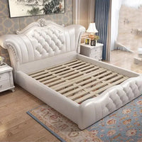Wood Modern Bed Luxury Leather Classic Wedding Bed European Confortable Safe Camas De Matrimonio Dormitorio Bedroom Furniture