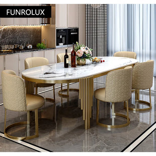 Stainless steel Dining Room Set Home Furniture modern marble dining table