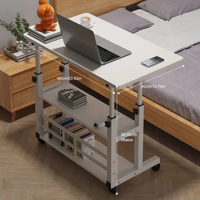 Small Office Desk Adjustable Height Side Mobile Stand Up Desk with Wheels  Portable Rolling Desks Laptop Computer Bedside