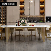 Stainless steel Dining Room Set Home Furniture modern marble dining table