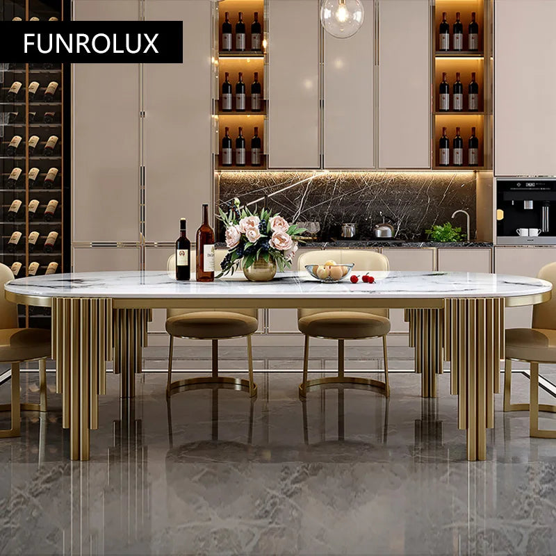 Stainless steel Dining Room Set Home Furniture modern marble dining table